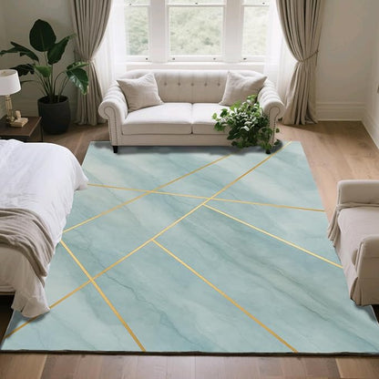 Minimalist Marble Rug - 3x6 Runner Rug, Abstract Line MarbleModern Geometric Bedside Rugs, Washable & Non Slip Carpet Home Decor