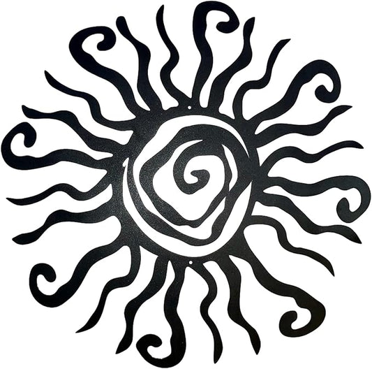 Riverside Designs Wacky Sun Metal Wall Art Indoor/Outdoor Decor - 30" Black Rust Proof Wall Sculpture - Made in USA - Ideal for Bedroom, Garden, Home, Patio and Farmhouse