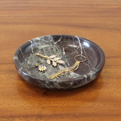 Natural Marble Travertine Ring Dish Jewelry Tray 5.5" for Women, Marble Trinket Dish for Key Earring Nightstand, Mother's Day Engagement Birthday Gift - Rosa Levanto