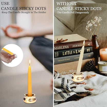 Meditation Beeswax Taper Candles Set, 20 Minute Pure Beeswax Mini Prayer Candles, 30 pcs Small Wishing Candle with Brass Candle Holders for Home Yoga