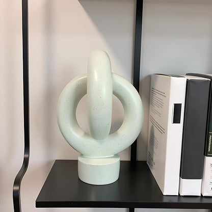12" Modern Abstract Ring Decorative Sculpture, Knot Sculptures,Home Decor,Coffee Table Statues,Dining Living Room Desk Decor,Light Gray