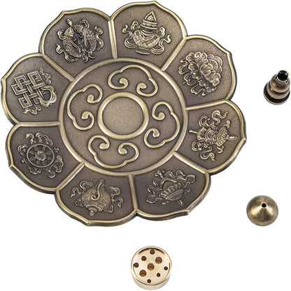 Brass Plate Incense Holder Set- 4 in 1 Incense Burner - for Smudging Bowl, Offering Bowl, Incense Burner Holder, Ash Catcher,Jewelry Dish (Large Sized)