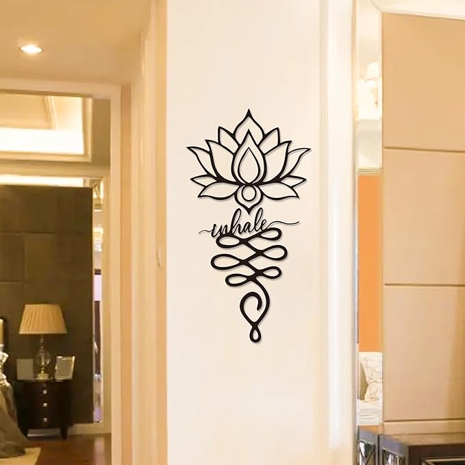 Xedatric Lotus Wall Decor Twin Piece Metal Wall Sculpture for Yoga Decor, Home & Office - Elegant Lotus Decor, Rustic Matte Black Finish