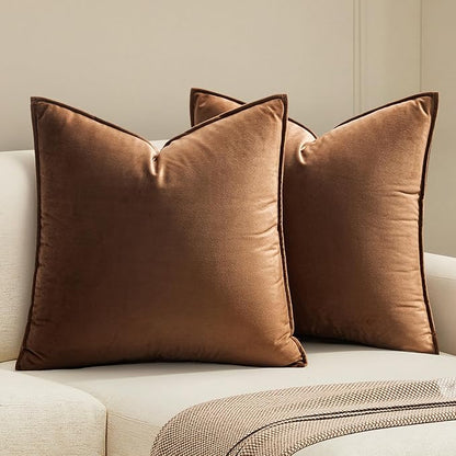 MIULEE Pack of 2 Decorative Polyester Throw Pillow Covers Soft Pillowcase Cozy Soft Square Cushion Coverss Case for Sofa Couch Bedroom Home Decor 16x16 Inch Brown