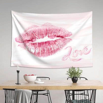 Smacget Pink Lips Tapestry for Teen Girl Women Bedroom Sexy Kissing Lover Lipstick Marks Tapestry Coquette Valentine Red Lips Decor Aesthetic Art Wall Hanging for Living Room Dorm 80" x 60"