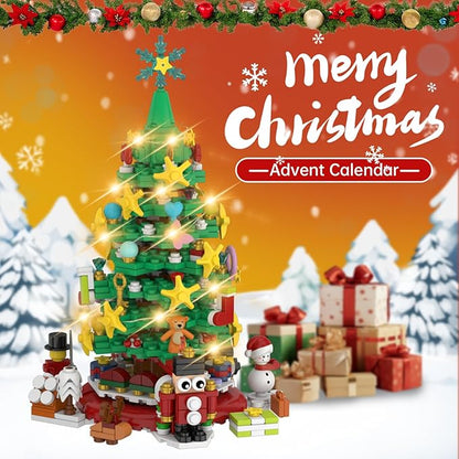 Advent Calendar 2025 Christmas Building Blocks Kit - Christmas Paradise Building Set with LED Light,24 Days Countdown Toys Building Set for Teen Boys Girls Gifts