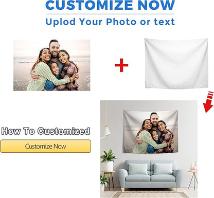 JINJUREN Custom Tapestry Upload Images Banners and Signs Customize For Bedroom 80 * 60 inch Horizontal