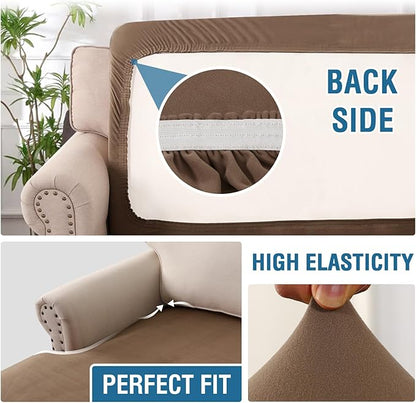 H.VERSAILTEX Super Stretch Individual Chaise Cover Sectional Couch Covers for L Shaped Sofa Both Left/Right Featuring Thick Soft Fleece Fabric (Chaise Cover, Camel)