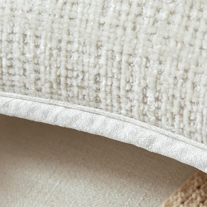 Yaertun Pack of 2 Chenille Textured Decorative Throw Pillow Covers Accent Solid Cushion Cover Soft Cozy Pillow Case with Velvet Back for Couch Sofa Bed Living Room 16x16 Inch Cream White