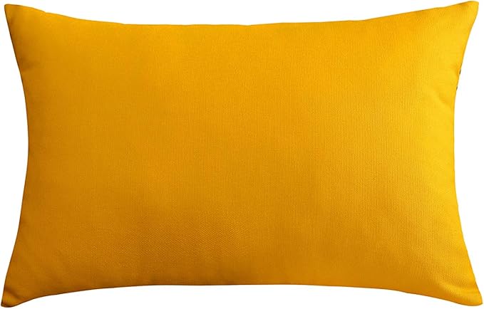 TangDepot Handmade Decorative Solid 100% Cotton Canvas Throw Pillow Covers/Pillow Shams, (12"x18", Gold Yellow)