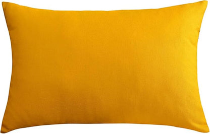 TangDepot Handmade Decorative Solid 100% Cotton Canvas Throw Pillow Covers/Pillow Shams, (12"x18", Gold Yellow)