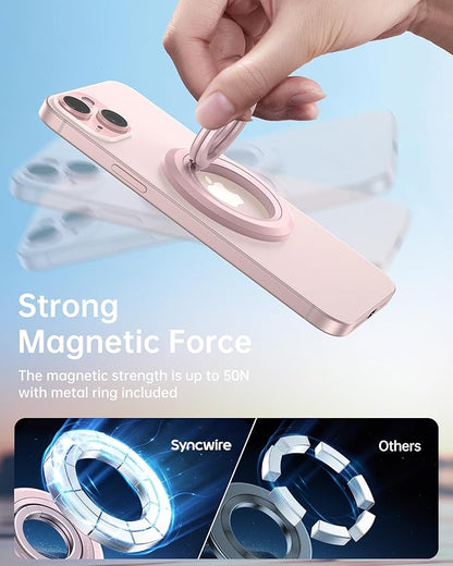 SYNCWIRE for MagSafe Ring Phone Holder, 360° Rotation Magnetic Cell Phone Grip Dual-Sided Magnets Phone Ring Kickstand Compatible with iPhone 17 16 15 14 13 12 Pro Max MagSafe, Android, Samsung etc.