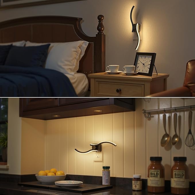 Briignite Night Lights Plug into Wall, Wall Sconce Night Light with Dusk to Dawn Sensor, Dimmable Night Light Plug in, 1W 3000K Soft White for Adults Kids Room Bedroom Bathroom Hallway Kitchen