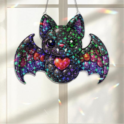 Sweet Heart Bat Acrylic Suncatcher, Window Hanging Sun Catcher Ornament, Crystal Prism Light Catcher Decor, Sunlight Window Decor, Aesthetic Home Decor Gift