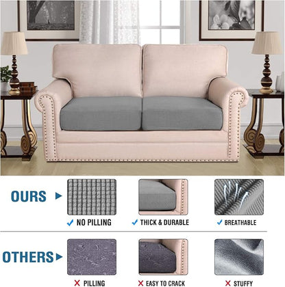 H.VERSAILTEX High Stretch Couch Cushion Covers,Chair Sofa Seat Slipcovers Couch Cushion Cover Stretch Furniture Protector for Kids, Pets(2 Packs Cushion Loveseat Covers, Dove)