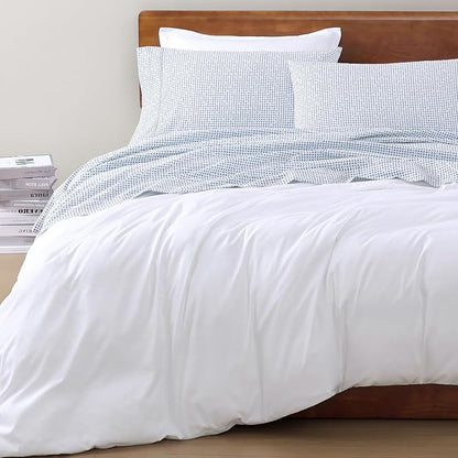 LANE LINEN 100% Organic Cotton Twin Sheets Set - 3 PC Bedding Sheets & Pillowcases - Breathable & Cooling Bed Sheets - Deep Pocket up to 15", Sheets for Twin Size Bed: Polka Dot (Blue)