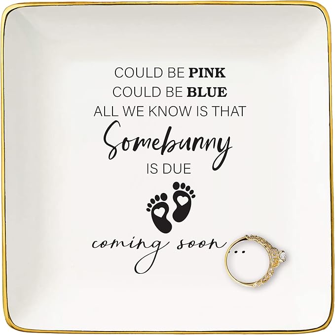 Mothers Day Christmas Gift,Baby Pregnancy Announcement Gifts-Promoted to Grandma,Aunt,Godmother-Baby Coming Soon-New Baby Reveal Present for Mom Sister Friends-Jewelry Tray Trinket Holder Ring Dish