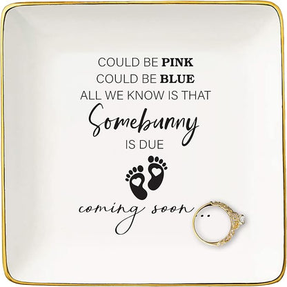 Mothers Day Christmas Gift,Baby Pregnancy Announcement Gifts-Promoted to Grandma,Aunt,Godmother-Baby Coming Soon-New Baby Reveal Present for Mom Sister Friends-Jewelry Tray Trinket Holder Ring Dish