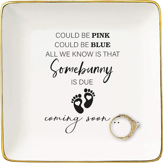 Mothers Day Christmas Gift,Baby Pregnancy Announcement Gifts-Promoted to Grandma,Aunt,Godmother-Baby Coming Soon-New Baby Reveal Present for Mom Sister Friends-Jewelry Tray Trinket Holder Ring Dish