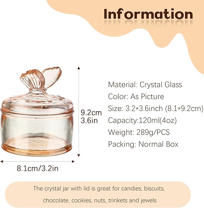 kanpura Embossed Glass Candy Dish with Lid Covered Candy Dish Decorative Glass Jars Jewelry Box for Christmas Party Buffet Decorative(Pink Coffee)