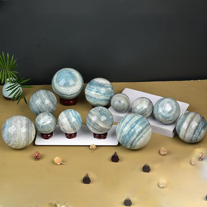 JIC Gem Natural Healing Crystal Sphere Ball Trolleite Crystal Decorative Ball Chakra Meditation Fengshui (80-90mm)