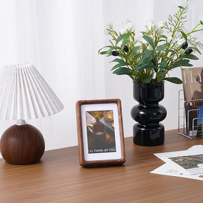 TEYCLZORE 6x8 Natural Walnut Picture Frame, Handmade Photo Frame, Display 4x6 Picture with Mat or 6x8 Without Mat, Tabletop Display and Wall Hanging