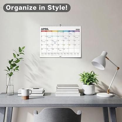 Dunwell 12x15 Wall Calendar 2026 (Colorful), Use Jan to Dec 2026, Large Lined 12 x 15 Monthly Calendar, Professional Styling for Home or Office, Premium Paper