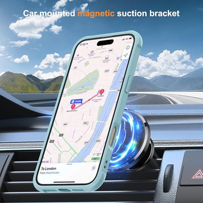Compatible with iPhone 16 Plus Case with Invisible Magnetic O-Ring Stand Military-Grade Translucent Case for iPhone 16 Plus 6.7" [Compatible with Mag-Safe][Great Grip Feeling], Blue
