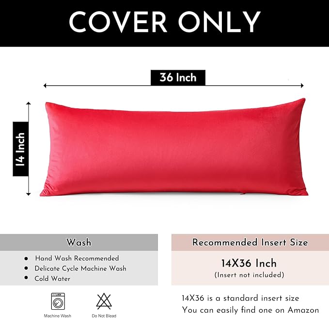 Artscope Luxury Velvet Lumbar Pillow Cover Super Soft Decorative Rectangle Pillowcases Soft Solid Cushion Cases for Couch Sofa Bedroom Car Decor 14x36 Inch Red