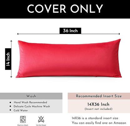 Artscope Luxury Velvet Lumbar Pillow Cover Super Soft Decorative Rectangle Pillowcases Soft Solid Cushion Cases for Couch Sofa Bedroom Car Decor 14x36 Inch Red