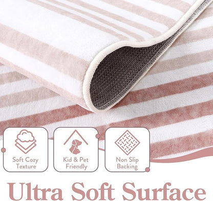 Moynesa Abstract Rainbow 6x9 Area Rugs for Living Room, Washable Soft Pink Rug for Bedroom Girl Nursery Classroom Ultra-Thin, Mid Century Modern Boho Large Floor Carpet for Playroom Home Office