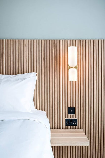 Gold Wall Sconces Set of Two 2-Light Modern Wall Light 3.93"(W)*15.4"(H) Bathroom Vanity Light Milky White Glass