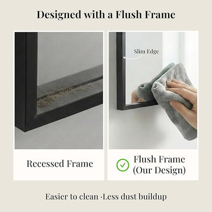 40"x30" Black Bathroom Mirror for Wall, Metal Framed Vanity Mirror Over Sink, Large Rectangular Farmhouse Decor for Fireplace, Flush Mount