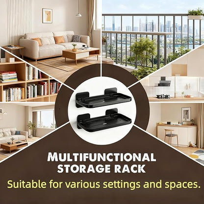 2pc Wall Mounted Floating Shelf, Acrylic Display Ledges with Edge Design, Small Space-Saving Display & Organizer for Living Room, Bathroom, Gaming Room, Office (Black)