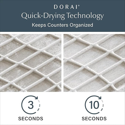 Dorai Home Collapsible Dish Drying Rack and Stone Pad – Foldable Rack with Instant - Dry Stone Mat – Space-Saving Dish Drainer for Kitchen Counter -19.9" x 15.2" (Sandstone)