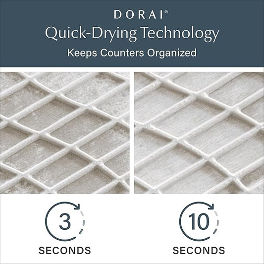 Dorai Home Collapsible Dish Drying Rack and Stone Pad – Foldable Rack with Instant - Dry Stone Mat – Space-Saving Dish Drainer for Kitchen Counter -19.9" x 15.2" (Sandstone)