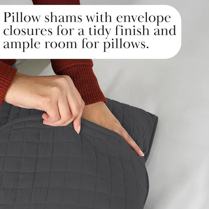 Southshore Fine Living, Inc. Summer Bedspreads, Queen Size Set, Full/Queen Quilt Bedspread with 2 Matching Pillow Shams, Soft Microfiber Lightweight Quilts Coverlet, Easy Care, Slate Grey