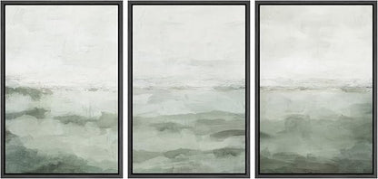 MUDECOR Framed Canvas Print Wall Art Sage Green Abstract Prints Minimalist Modern Wall Art Decor for Bedroom - 16"x24"x3 Black