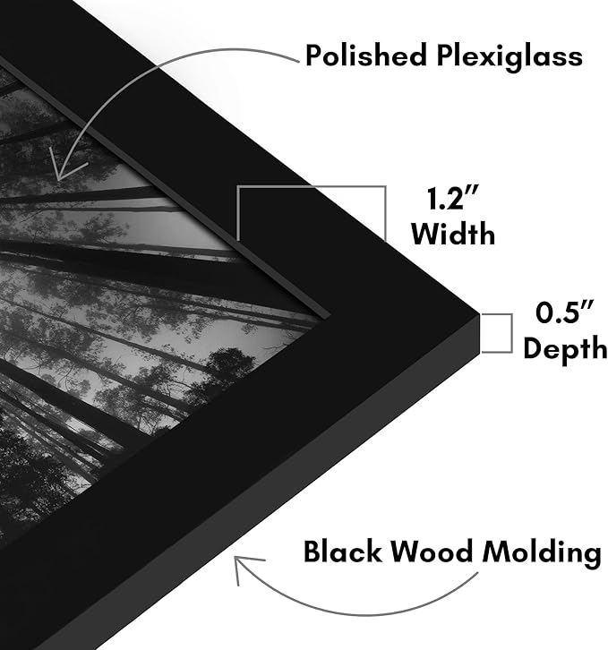 Americanflat 17x26 Poster Frame with Polished Plexiglass - Black Picture Frame - Wide Photo Frames Made of Engineered Wood for Vertical or Horizontal Wall Display - Epic Collection - Black