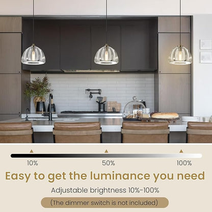 Aged Brass Crystal Pendant Light: 7" Dimmable Antique Copper Hanging Pendant Light Fixtures over Kitchen Island - Modern Luxury Bathroom Dining Room Brushed Pendants Lighting 3000k e12 Bulb Included