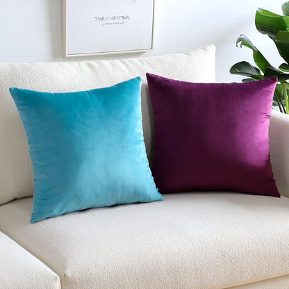 Artscope Luxury Velvet Pillow Covers Super Soft Decorative Square Throw Pillow Covers Case Cushion Covers for Sofa Couch Bedroom Car Decor 26x26 Inch Eggplant Purple