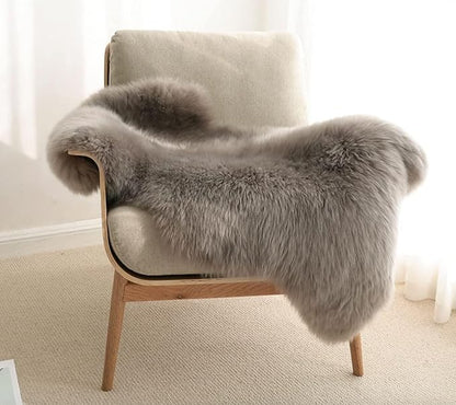 HUAHOO Premium Genuine Sheepskin Rug Real Australia Sheepskin Natural Lambskin Fur Area Rug Seat Covers for Kids Bedroom Sofa Chair Cover Pets Dogs Mat Double Pelt/2' x 3' Mushroom