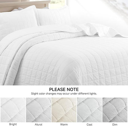 Quilt Sets California King Size - 100% Cotton Lightweight Luxury Comforter Set, Oversized Extra Wide Stitching Bedding Set Bedspread Coverlet with 2 Pillowcase Suitable for All Season, White