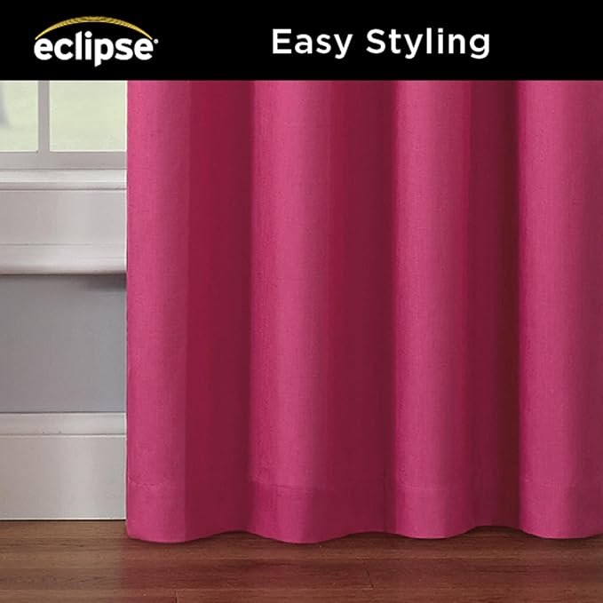 Eclipse Kendall Blackout Curtain, Thermal Insulated Grommet Window Panel, Noise Reducing Curtains for Bedroom, Living Room or Nursery, (1 Panel), 84 in Long x 42 in Wide, Raspberry