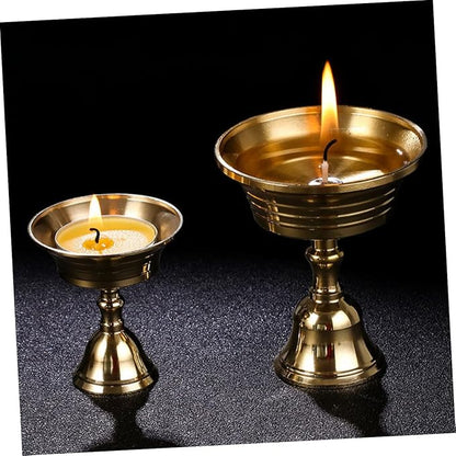 Artibetter 2pcs Brass Ghee Lamp Holder Decor Gold Decor Stands for Decoration Tea Light Candle Holder Buddhist Tealight Holders Gold Utensil Copper Altar Decors Cup Cup