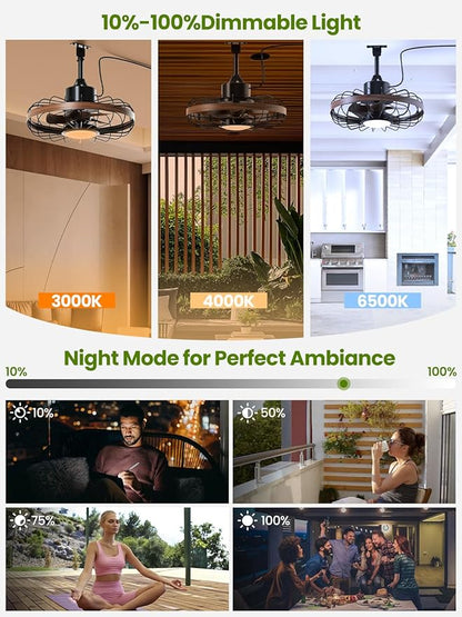 Outdoor Ceiling Fans with Light for Patios Waterproof, 18 Inch Ceiling Fan Smart APP & Remote Control, 6 Speeds, 3 Color Temperatures, Gazebo Fan Lights Outdoor Ceiling Fans for Patio,Porch