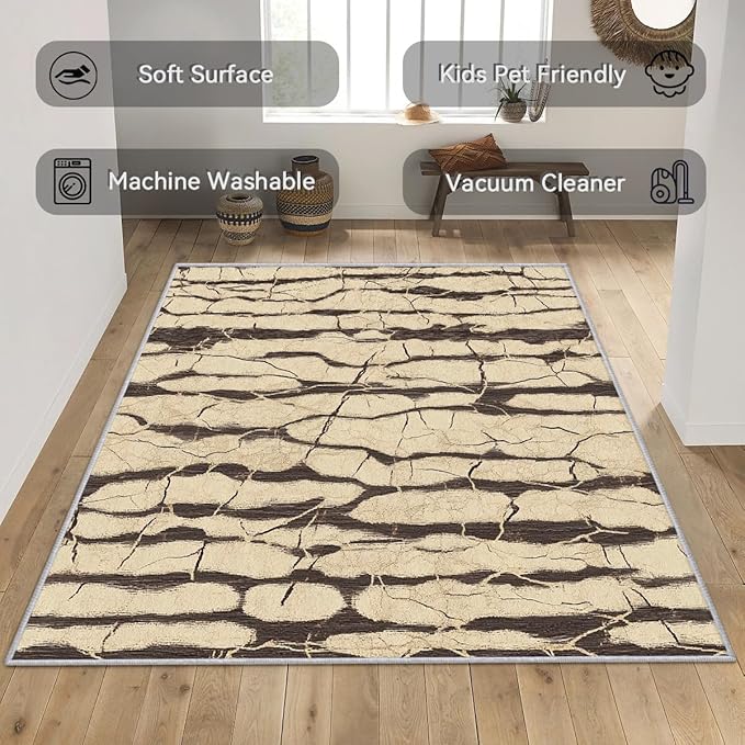 Wood Rugs for Living Room - Rustic Wood Area Rug, 7x9 Rug, Wooden Farmhouse Rug & Home Decor, Abstract Carpet & Room Decor, Washable Non Slip Anti Skid Rugs