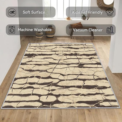 Wood Rugs for Living Room - Rustic Wood Area Rug, 4x6 Rug, Wooden Farmhouse Rug & Home Decor, Abstract Carpet & Room Decor, Washable Non Slip Anti Skid Rugs