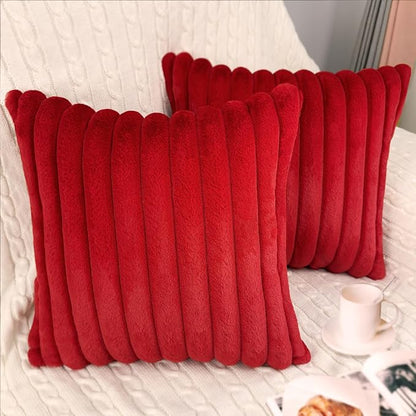 1 Pack 20x20 Pillow Cover Velvet Pillow Covers, Faux Fur Square Throw Pillow Covers for Living Room Decorations Throw Pillow Case, Throw Pillow Cover Cushion Cover for Home Sofa Bedroom Car, Red