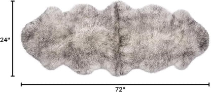 WaySoft New Zealand Sheepskin Area Rug – Genuine Fluffy Wool, Multiple Sizes, Bedroom or Living Room Decor(2ft x 6ft,Wolftip)